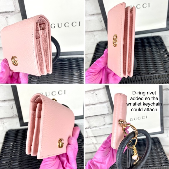 Gucci Marmont pink leather small wallet wristlet keychain - Picture 12 of 15